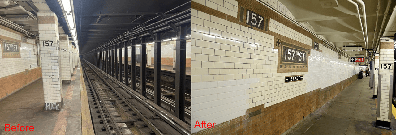 La renovación de la estación 157 del metro de Nueva York forma parte de un programa llamado en inglés "Re-NEW-Vation".