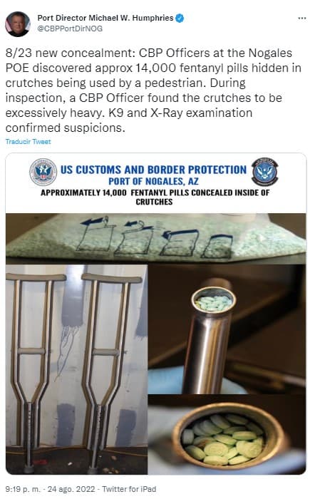 Muletas rellenas de fentanilo.