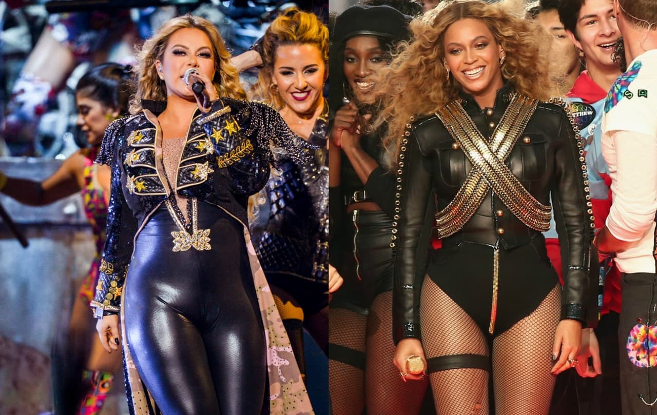 El traje que usó Chiquis en Premios Juventud, también podría estar inspirado en el outfit que usó Beyoncé en el medio tiempo del Super Bowl.