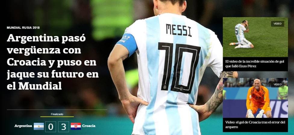 El diario argentino
<i>La Nación</i> también usó en su edición digital a Messi.