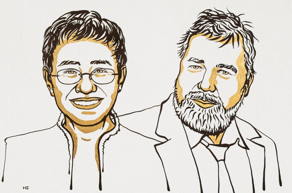 Maria Ressa y Dmitry Muratov.