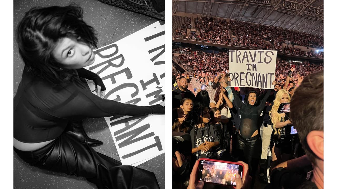 Kourtney Kardashian preparando su anuncio.