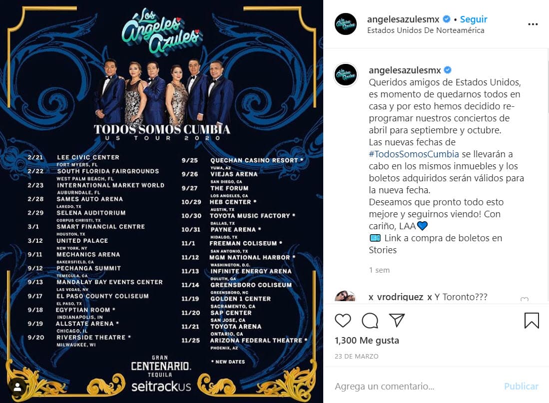 A través de sus redes sociales anunciaron que las fechas de los conciertos serán pospuestas hasta nuevo aviso. 
<br>