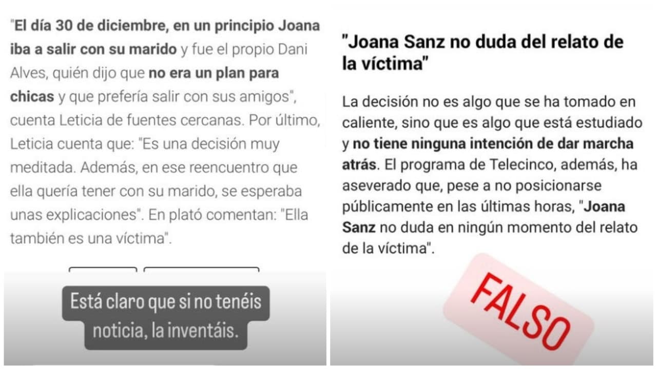 Joana Sanz desmiente información.