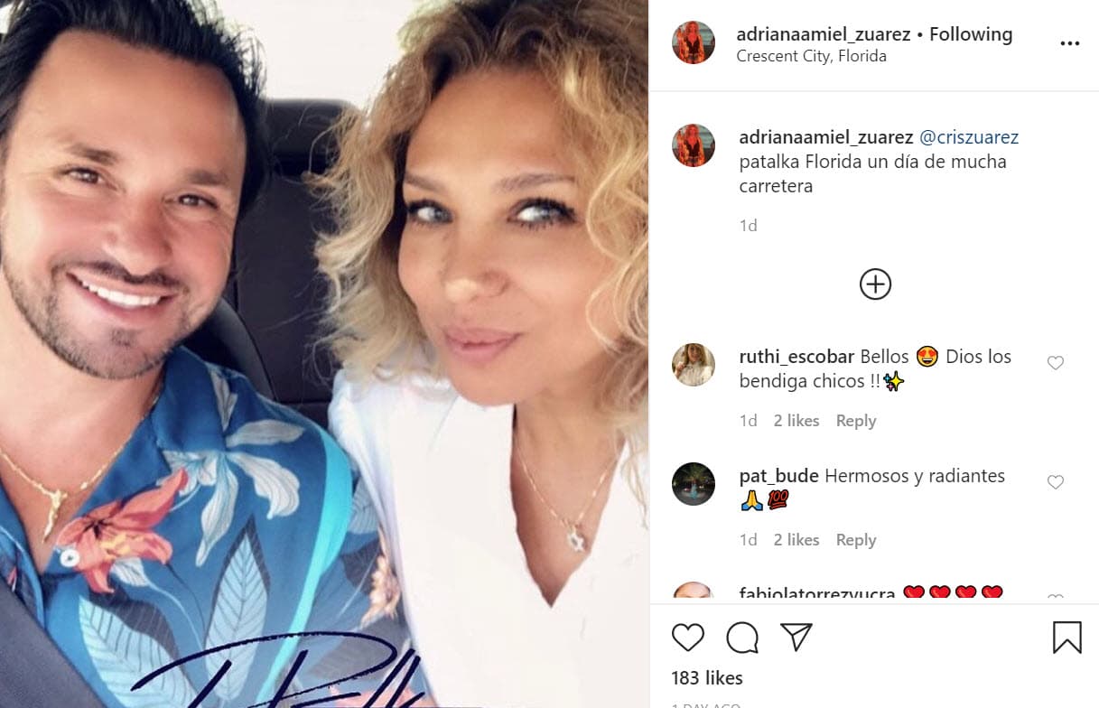 Ese sábado 13 de junio, Amiel publicó 
<b><a href="https://www.instagram.com/p/CBXMt5IDA9y/" target="_blank">esta foto</a></b> junto a su marido en un trayecto que hicieron hacia la ciudad de Palatka, Florida: "Un día de mucha carretera", escribió. 
<br>