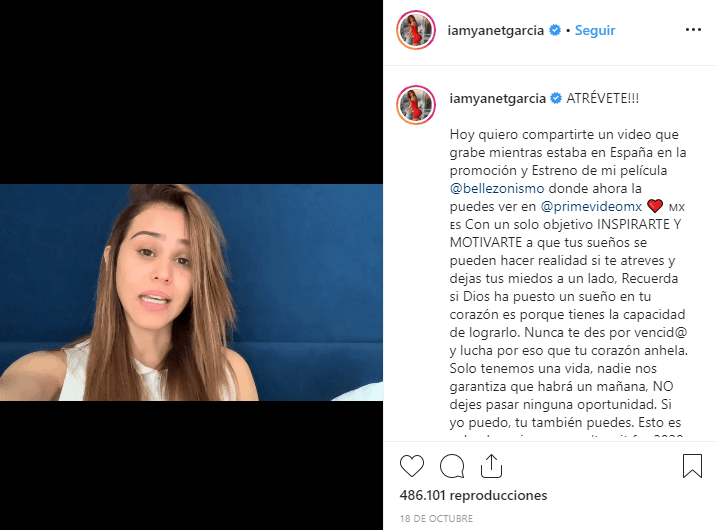 La presentadora del programa Hoy publicó un video el pasado 18 de octubre donde explicó que, 
<b><a href="https://www.univision.com/famosos/yanet-garcia-responde-si-raul-araiza-tiene-algo-que-ver-con-su-eventual-salida-de-hoy-fotos">sin tener experiencia</a></b> en la actuación, logró conseguir el papel protagónico de ‘Bellezonismo’.