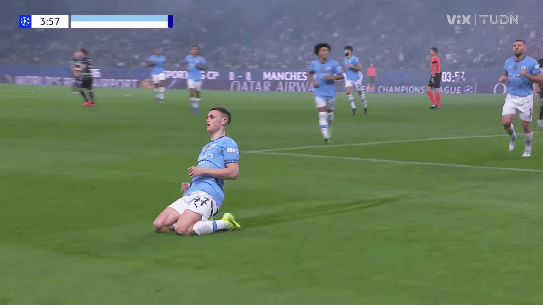 ¡Gol de vestidor! Error en la salida del Sporting y Foden aprovecha para el 0-1