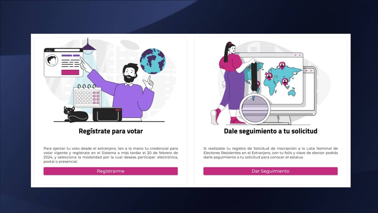 Ahora sí, ingresa a la página 
<a href="https://votoextranjero.ine.mx/srve_ciudadano/app/ciudadano/inicio?execution=e13s1" target="_blank">votoextranjero.ine.mx</a>, selecciona “registrarme” y después “comenzar”. El primer paso es elegir el tipo de credencial que tienes, si tiene tu fotografía del lado derecho o está del lado izquierdo.
