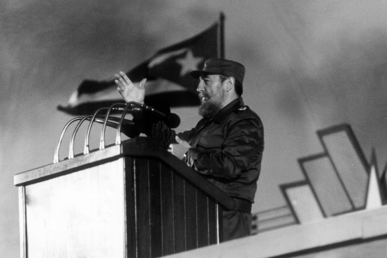 Fidel Castro durante un discurso en la Habana en 1988.