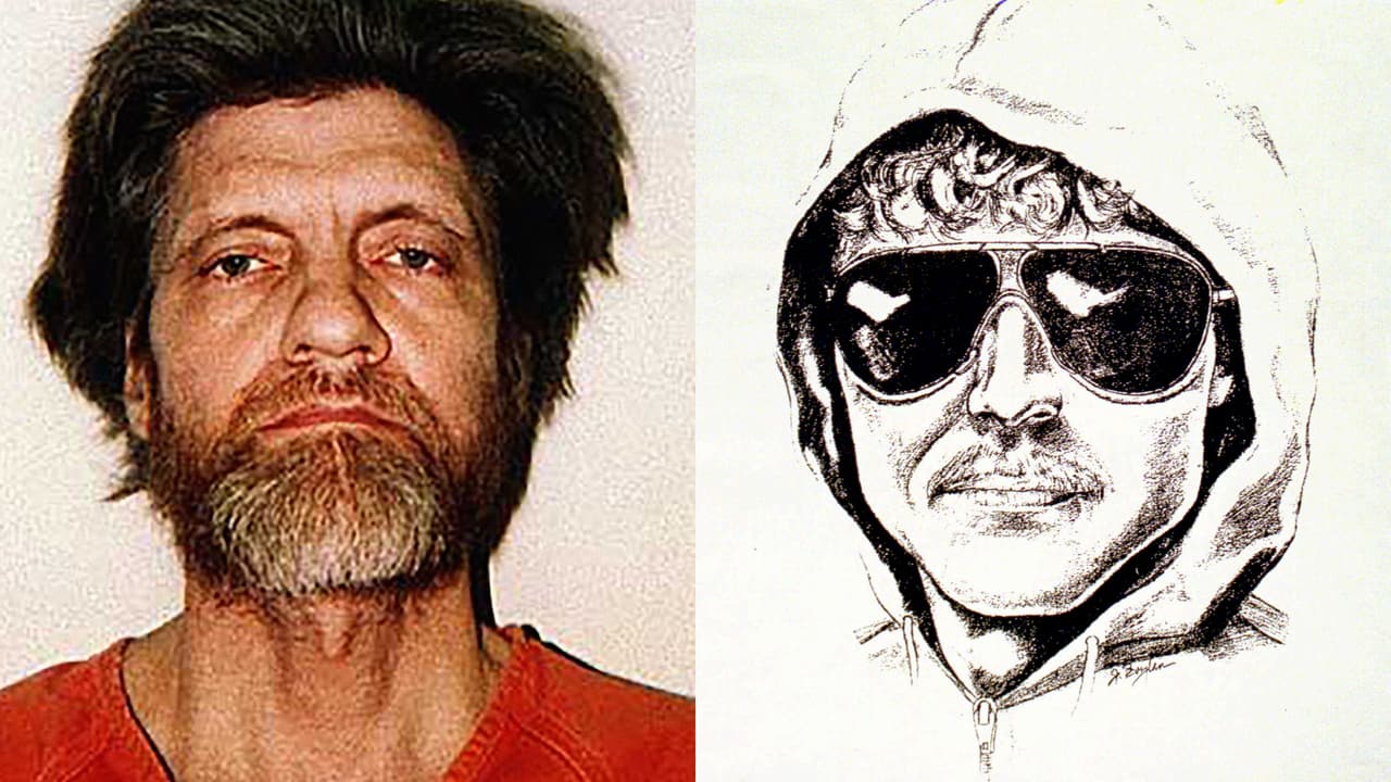 El 25 de mayo de 1978 un paquete dirigido a un profesor de la Universidad de Illinois, en Chicago, explotó en la oficina de seguridad de ese centro de estudios e hirió a un guardia. Fue el primero de los 16 atentados cometidos por Theodore 'Ted' Kaczynski, conocido como el Unabomber. La imagen es de un dibujo del sospechoso autor de las bombas difundido por el FBI en 1995, al lado una fotografía de Kaczynski después de ser arrestado.