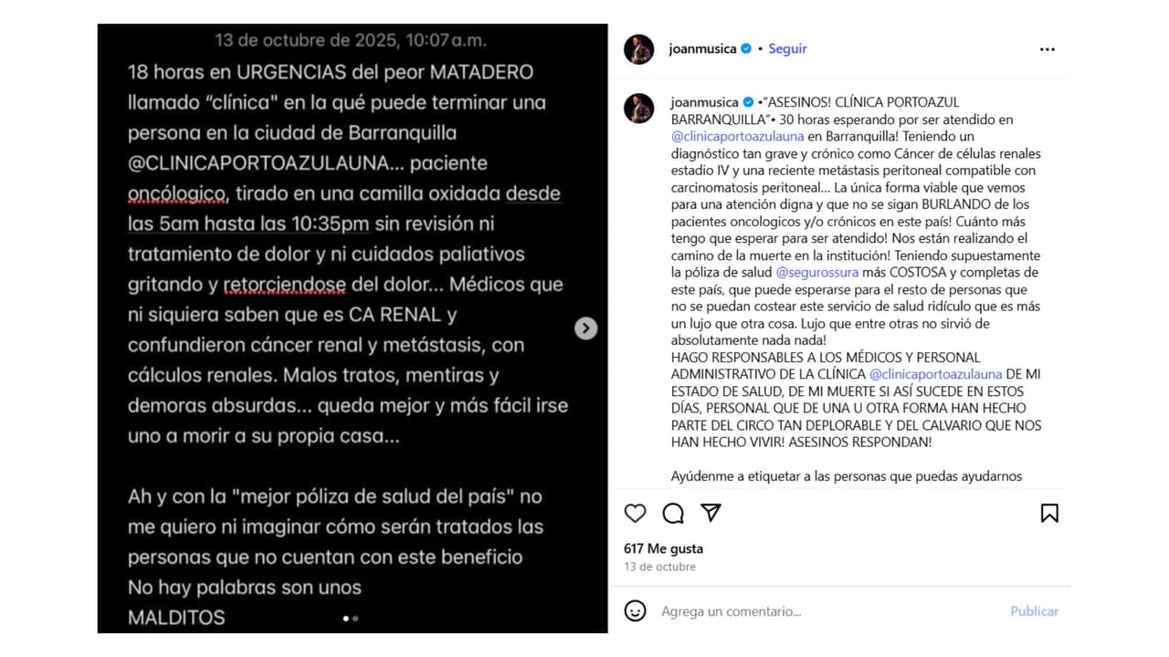 Así denunció Joan Sebastián Alarcón la presunta negligencia que sufrió.