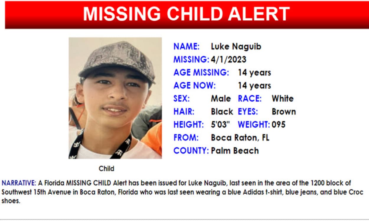 Emiten Alerta Amber para localizar a un menor de 14 años en Florida