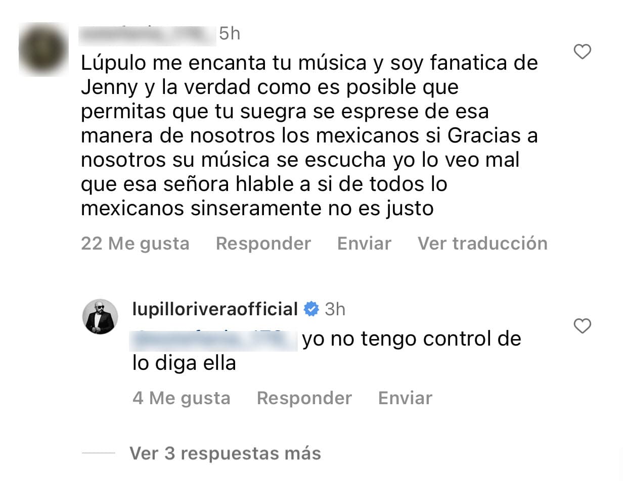 "
<b>Yo no tengo control</b> de lo (que) diga ella", reiteró, tratando de poner distancia entre él y la madre de su pareja. 
<br>
