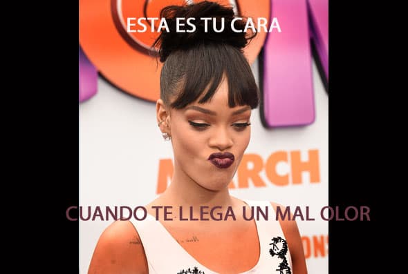 ¡Iuk! Rihanna pone la misma cara que todos hacemos cuando algo nos huele mal.