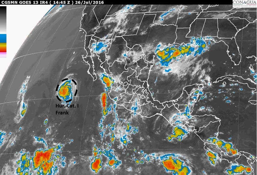 Frank se convirtió en huracán de categoría 1 en el Pacífico mexicano