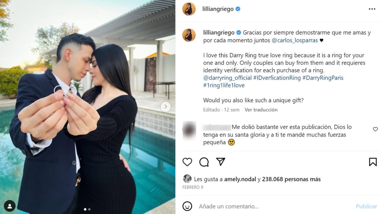 Así presumieron Carlos Parra y su novia que se comprometieron en febrero pasado.