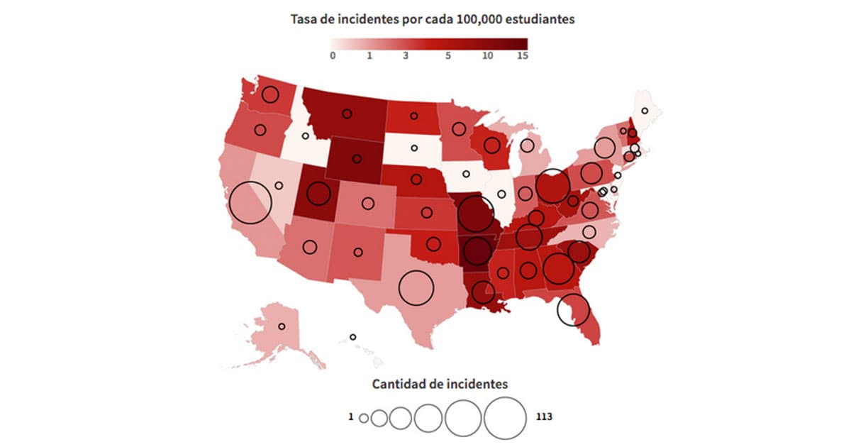 Cuatro de cada 100 estudiantes en EEUU han tenido acceso a un arma de fuego