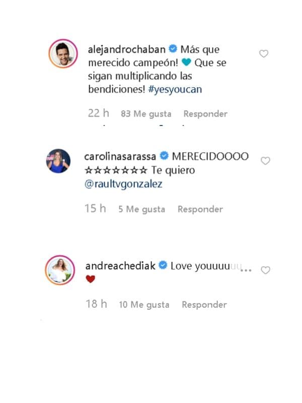 Alejandro Chabán, Carolina Sarassa y Andrea Chediak se hicieron presentes en los comentarios felicitando a Raúl por haber regresado a la que siempre fue su casa.