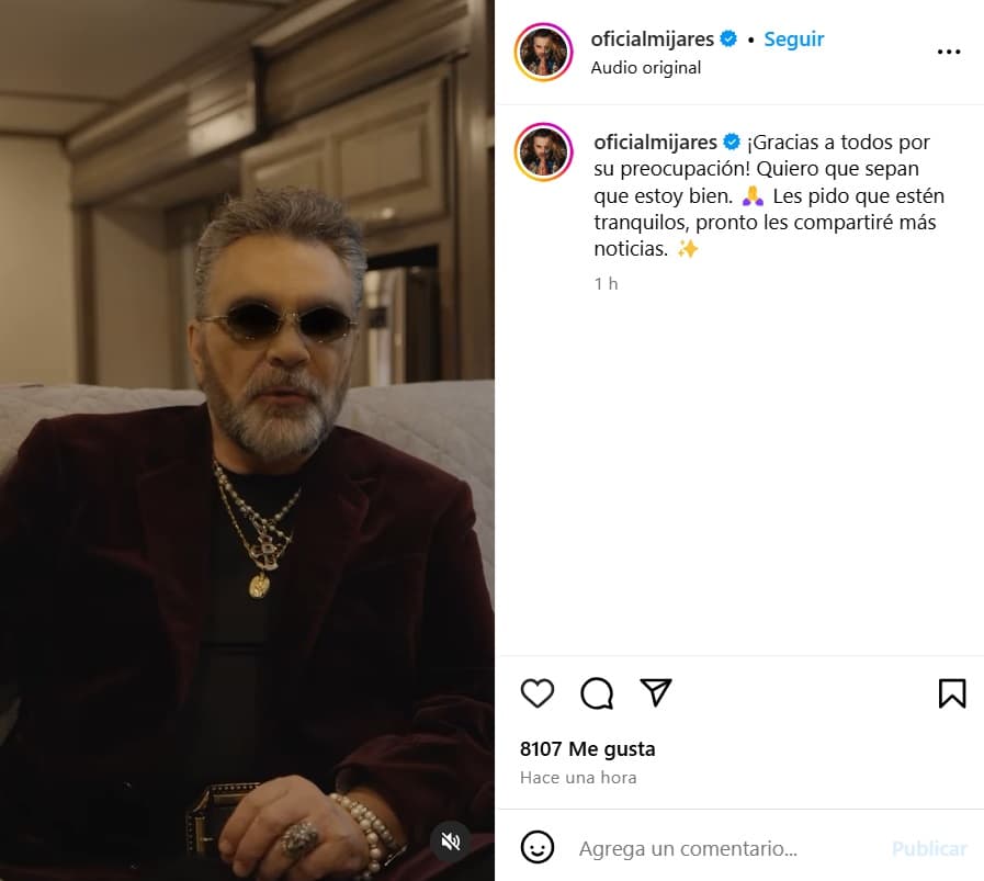 Mijares emitió una declaración tras generar preocupación.