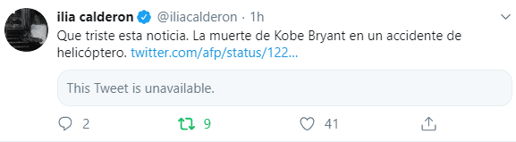 Y la presentadora del noticiero Univision Ilia Calderon lamentó también la noticia.