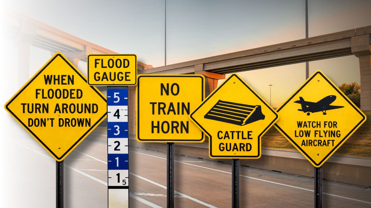 No todas las señales en Texas
<b>aparecen en la ciudad ni en las autopistas más transitadas.</b> Algunas solo están
<b> en carreteras rurales, cruces específicos o zonas con riesgos particulares</b>.
<br>Justamente por eso, muchos conductores no las reconocen.
<br>
<br>
<br>🚔 La ley estatal exige
<b> obedecerlas cuando aplican al tramo por el que se conduce.</b>
<br>👉🏻 Ignorarlas
<b>puede terminar en una multa o en una situación peligrosa</b> que pudo evitarse.
<br>💡 Esta guía explica cinco señales poco comunes en Texas,
<b> qué significan en la práctica y cómo reaccionar sin confusión.</b>