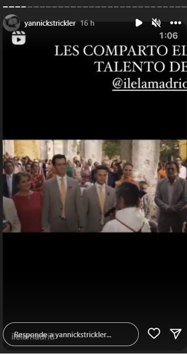 Yannick publicó en sus historias de Instagram un video con fragmentos de su gran día, en los que varias veces aparece René Strickler celebrando la unión.