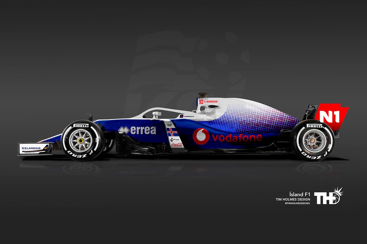 <b>Islandia</b>
<br>El monoplaza ‘vikingo’ se luce con la combinación azul y blanco. Un diseño sencillo, pero contundente para el equipo islandés.
<br>Jugador: N° 6 Ragnar Sigurdsson (defensa)