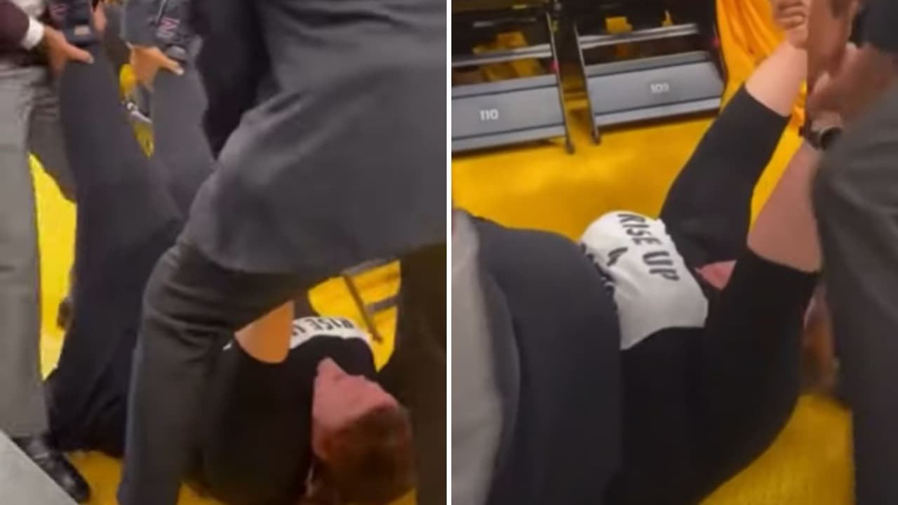 En un video que presentó su abogado John Burris se observa el momento en que McKnight y su amiga son arrastradas fuera del Chase Center. 
<br>