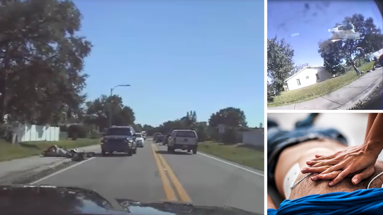 Patrullero de carreteras resucita a motociclista tras accidente en Kissimmee