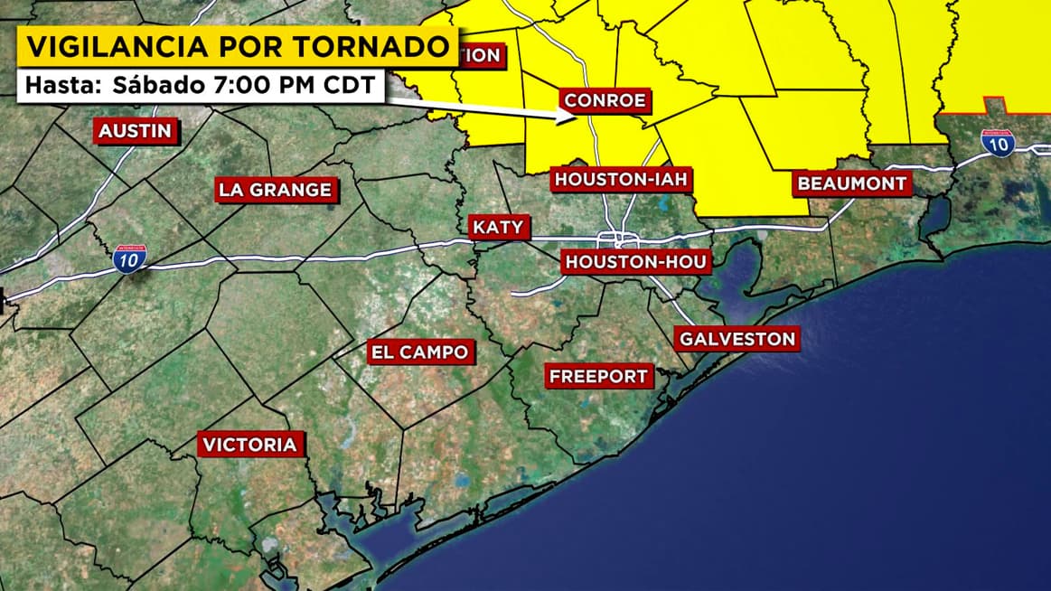 Emiten vigilancia por tornado vigente hasta las 7 pm para Conroe y otras áreas al norte de Houston 