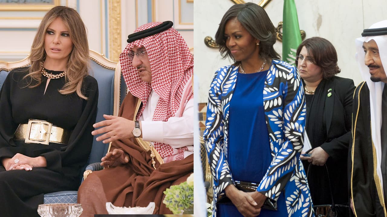 Trump criticó a Michelle Obama por no taparse la cabeza en Arabia Saudita; su esposa y su hija tampoco lo hicieron