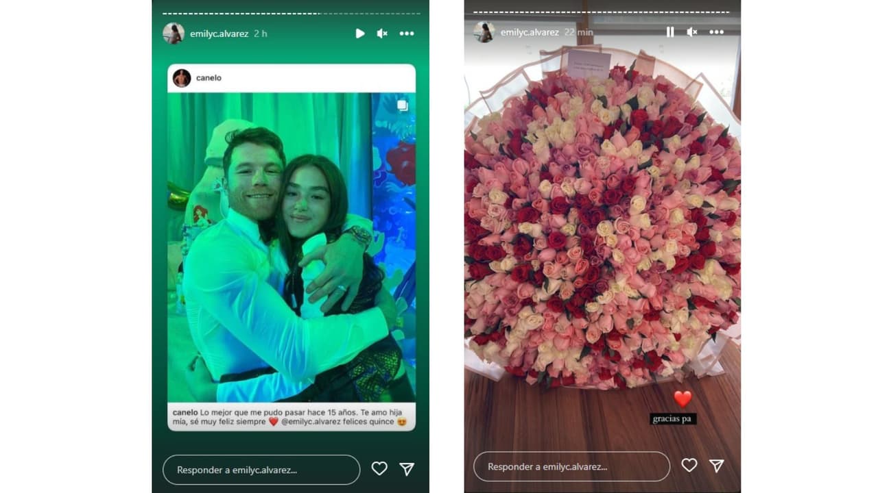 Saúl 'Canelo' Álvarez le regaló un enorme ramo de rosas a su hija por sus 15 años.