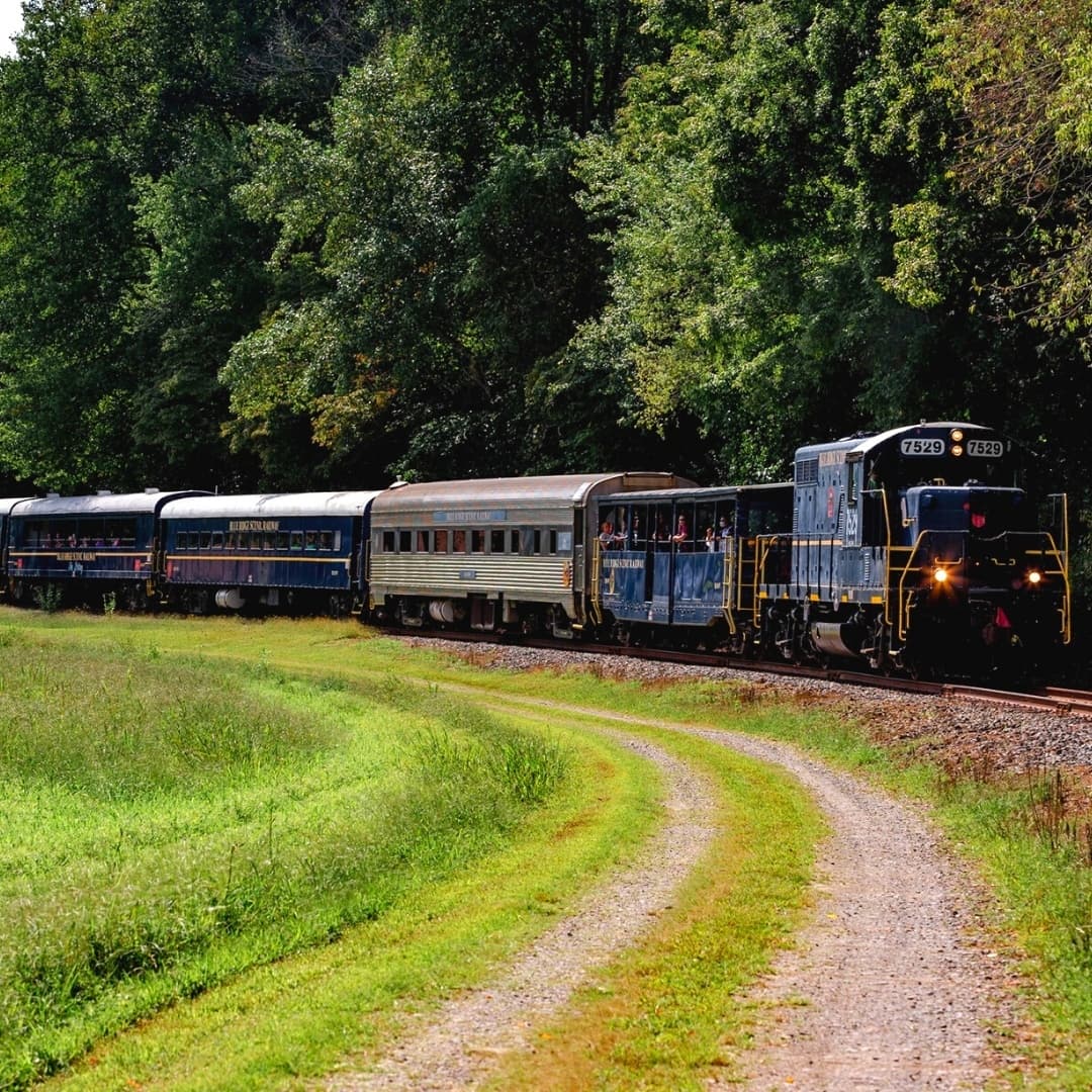 Los pasajeros disfrutan de todo lo que las ciudades tienen para ofrecer durante una escala de dos horas antes de emprender el viaje de regreso de una hora a través del pintoresco bosque y regresar a la estación en Blue Ridge, Georgia.