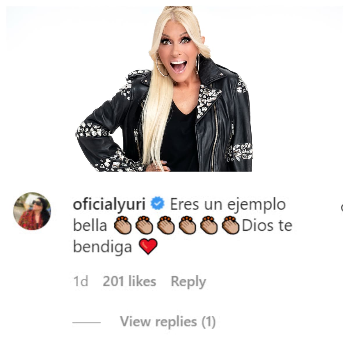 "Eres un ejemplo, bella. Dios te bendiga". 
<br>