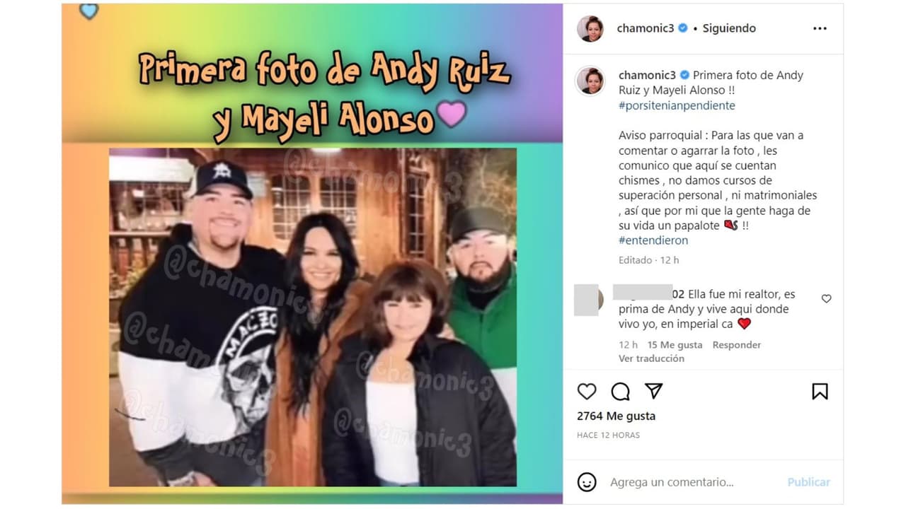 Mayeli Alonso y Andy Ruiz Jr. en su primera fotografía pública.