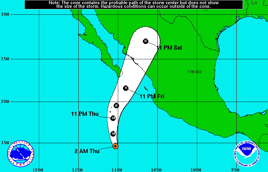 El huracán Sandra comienza a perder fuerza