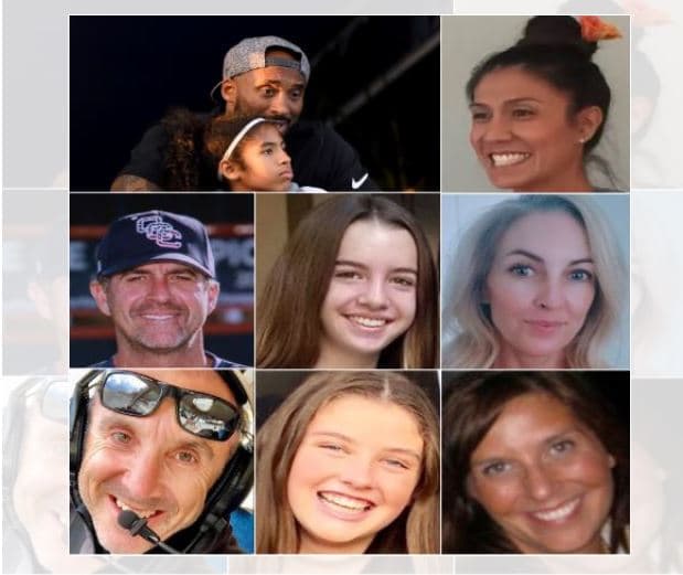 Honran la memoria de las 9 las víctimas del accidente aéreo donde murió Kobe Bryant