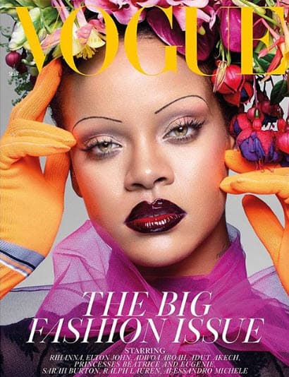 Las delgadas cejas con las que Rihanna posó en la portada de la revista 'Vogue' de septiembre de 2018, en su edición británica, han dado mucho de qué hablar.