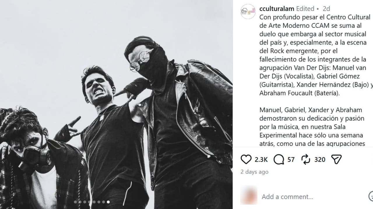Así fue confirmado el deceso de todos los integrantes de la banda de rock venezolana Van Der Dijs durante los terremotos que sacudieron a esa nación el pasado miércoles 24 de junio.