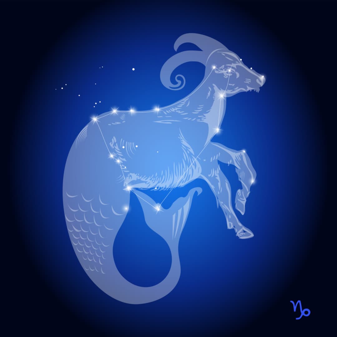 Aquí tenemos la representación visual de esta criatura, mitad cabra, mitad pez, que está relacionada con la mitología detrás de su creación. Inclusive, son varias historias que intentan explicar a este peculiar animal detrás de las estrellas.