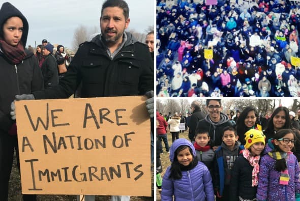 Cientos de personas están empezando a llegar a la protesta de "Un día sin inmigrantes", en Chicago.