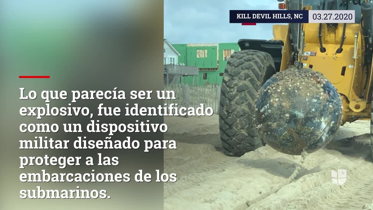 Un antiguo dispositivo antisubmarinos fue arrastrado por la corriente a una playa de Carolina del Norte