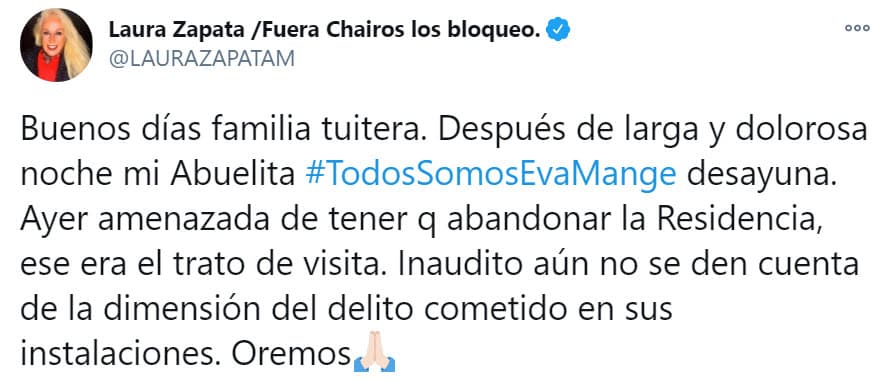 Este 23 de enero, la actriz informó a sus seguidores que su abuela había pasado una mala noche por los dolores, pero estaba desayunando.
<br>