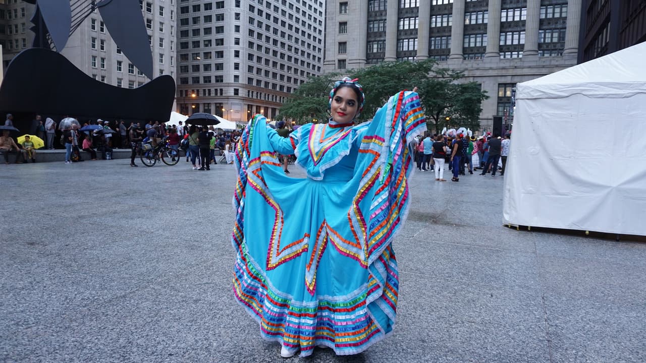 Este vestido típico mexicano fue parte de una de las presentaciones en el festejo del 15 de septiembre en Chicago.