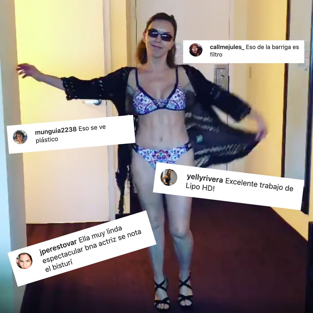 “Eso de la barriga es filtro. Eso se ve plástico. Excelente trabajo de lipo. Ella muy linda espectacular, buena actriz, se nota el bisturí”, fueron algunas de las críticas que recibió.
