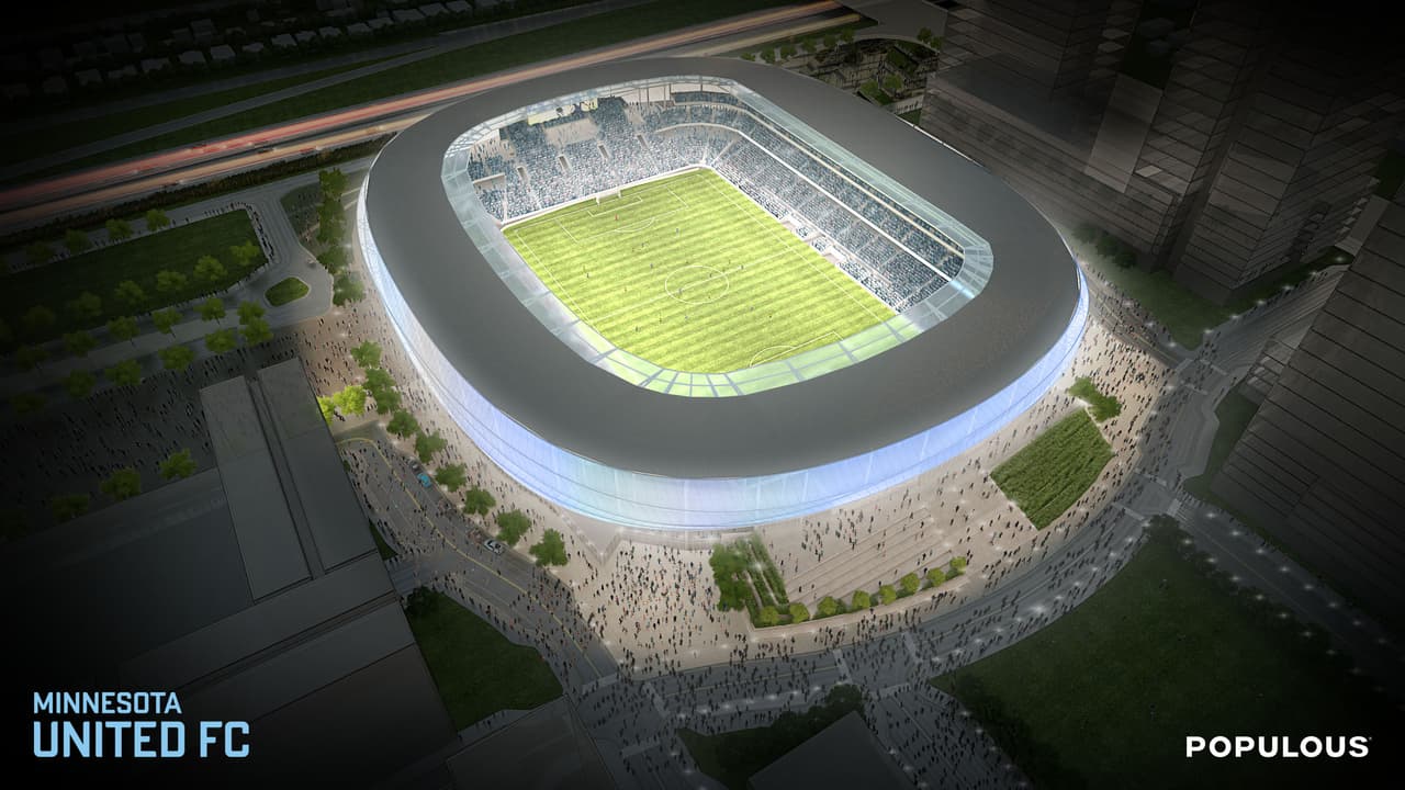 Una vista aérea del futuro estadio de Minnesota United, equipo de expansión de la MLS previsto para jugar en 2017 o 2018..