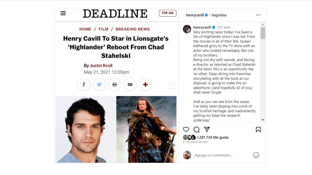 Henry Cavill se prenunció en 2021 sobre su protagónico.