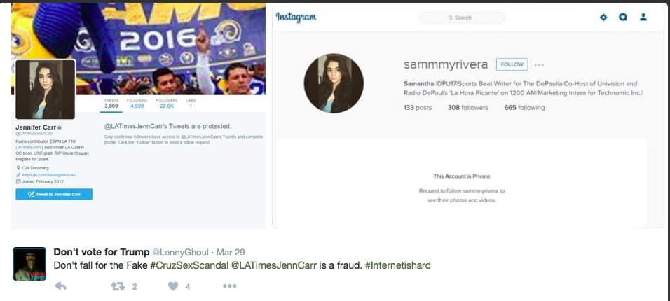 Perfil de JennCarr y foto de Samanta Rivera en Instagram