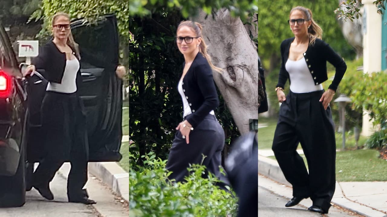 JLo se aseguró de llegar a casa de la ex de Ben Affleck con un elegante 'outfit'.
