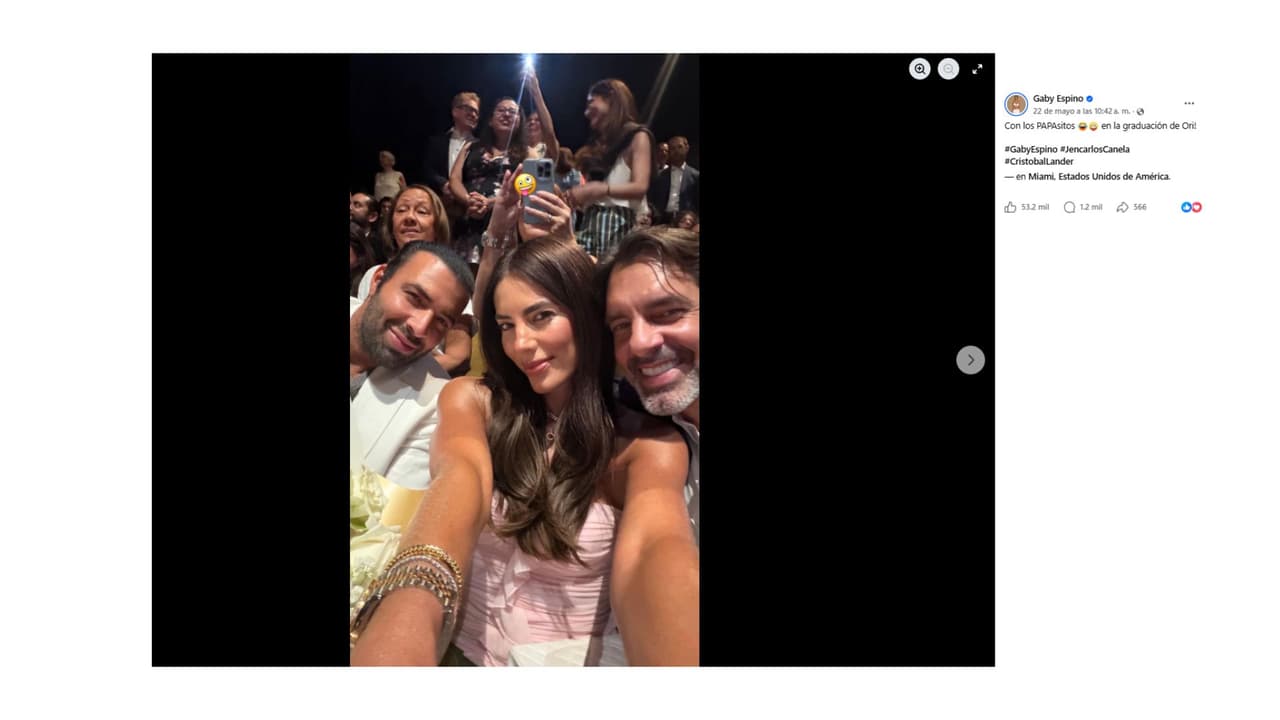 La fotografía de Gaby Espino con sus exparejas Cristóbal Lander y Jencarlos Canela, papás de su hija Oriana.
